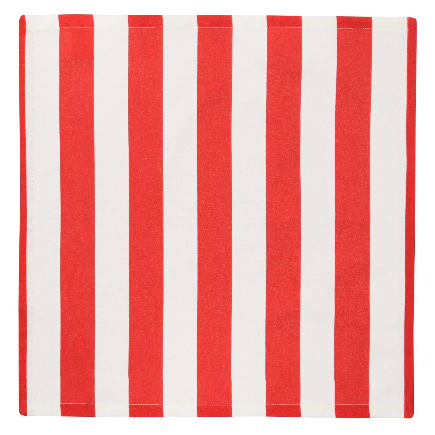 Stofserviet stribet - rød/hvid